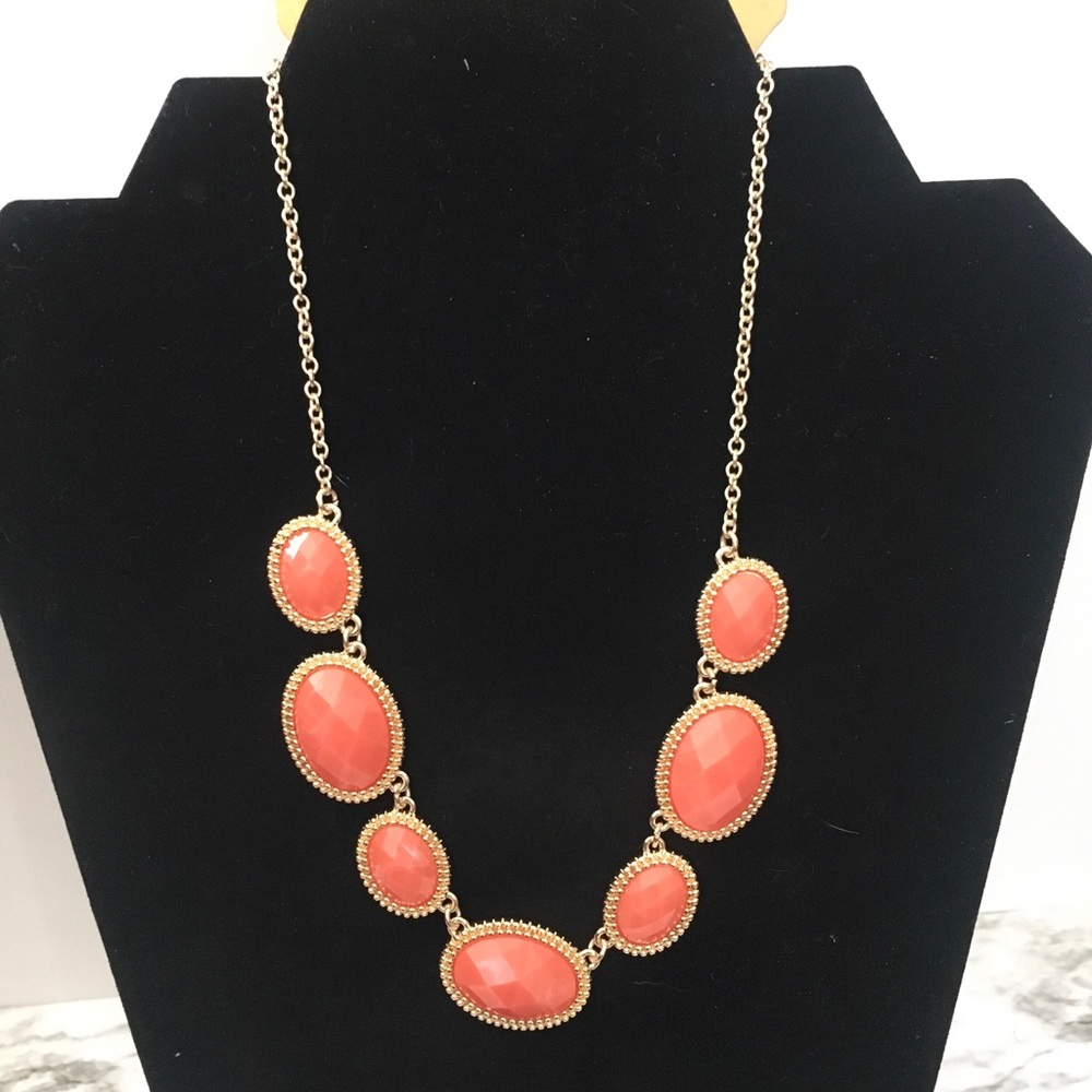 Peach Color Ovals with GoldTone Necklace